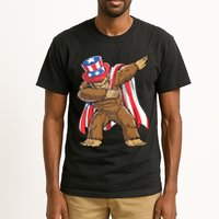 Dabbing Bigfoot 4th Of July Sasquatch American Flag Tall T-Shirt