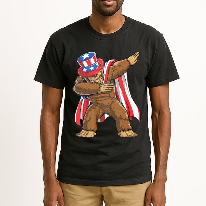 Dabbing Bigfoot 4th Of July Sasquatch American Flag Tall T-Shirt
