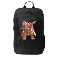 Dabbing Bigfoot 4th Of July Sasquatch American Flag City Backpack