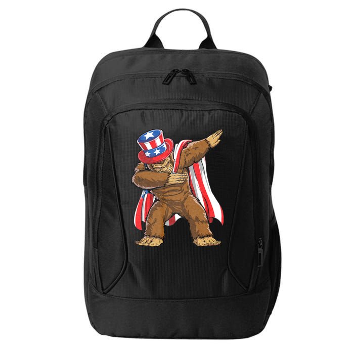 Dabbing Bigfoot 4th Of July Sasquatch American Flag City Backpack
