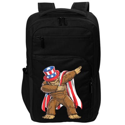 Dabbing Bigfoot 4th Of July Sasquatch American Flag Impact Tech Backpack