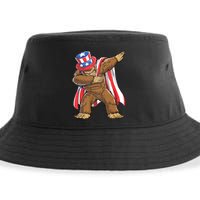 Dabbing Bigfoot 4th Of July Sasquatch American Flag Sustainable Bucket Hat
