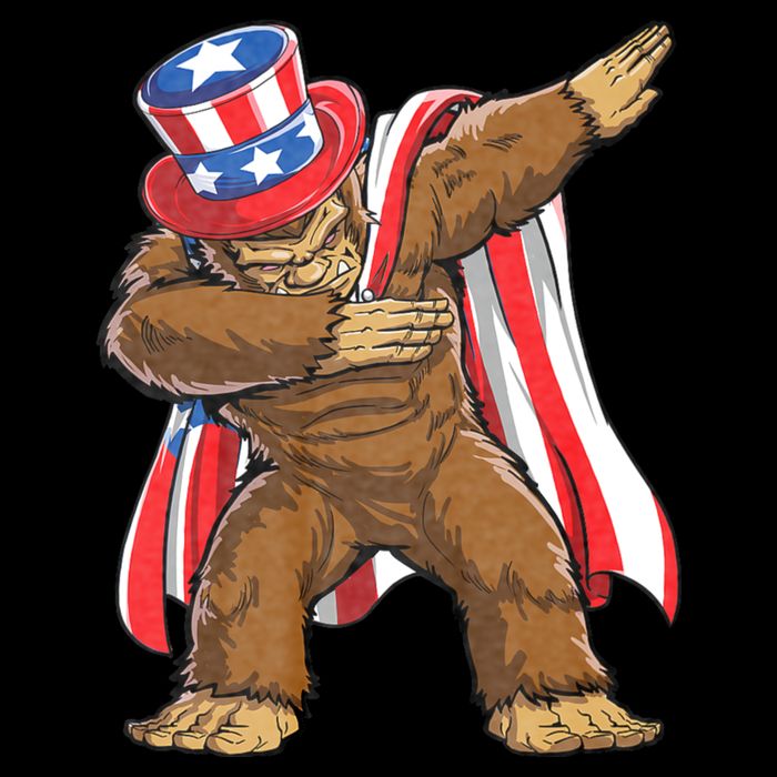 Dabbing Bigfoot 4th Of July Sasquatch American Flag Button