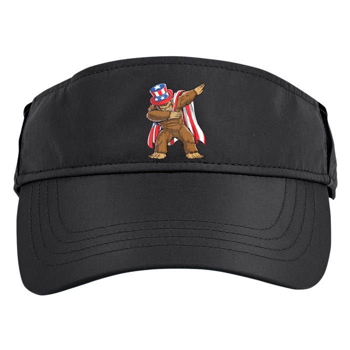 Dabbing Bigfoot 4th Of July Sasquatch American Flag Adult Drive Performance Visor
