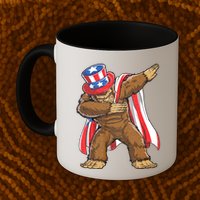 Dabbing Bigfoot 4th Of July Sasquatch American Flag Mug