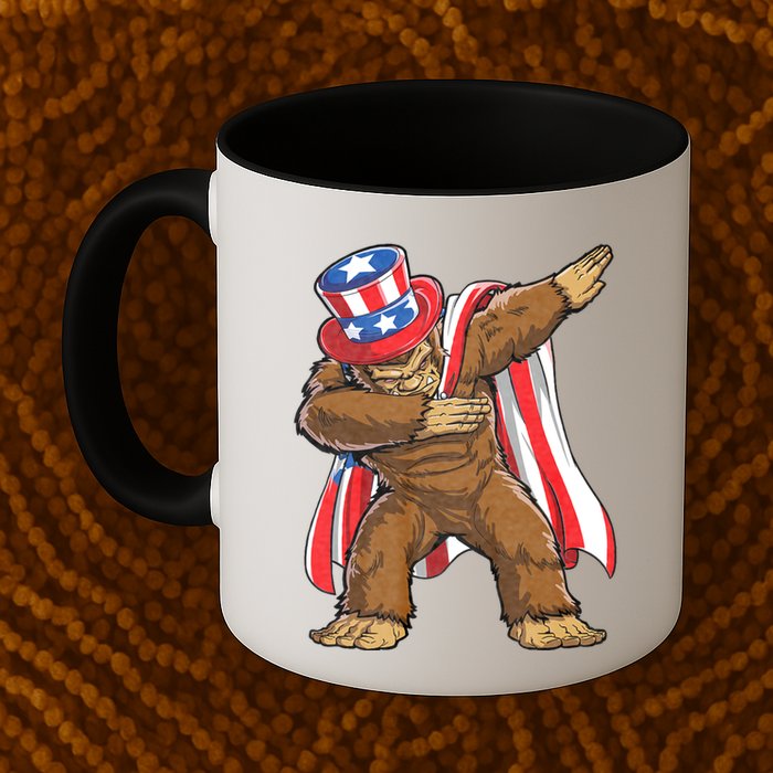 Dabbing Bigfoot 4th Of July Sasquatch American Flag Mug