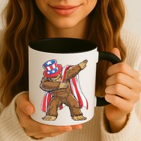 Dabbing Bigfoot 4th Of July Sasquatch American Flag Mug