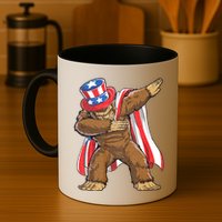 Dabbing Bigfoot 4th Of July Sasquatch American Flag Mug