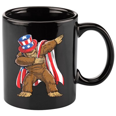 Dabbing Bigfoot 4th Of July Sasquatch American Flag 11oz C Handle Ceramic Mug