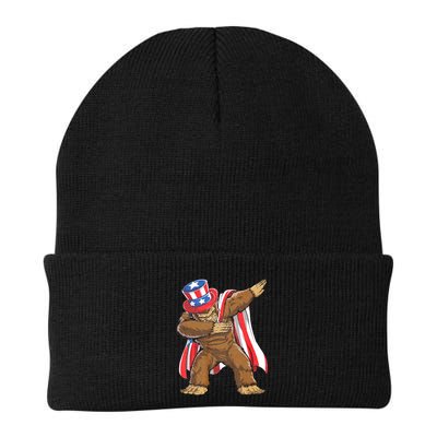 Dabbing Bigfoot 4th Of July Sasquatch American Flag Beanie