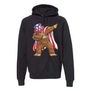 Dabbing Bigfoot 4th Of July Sasquatch American Flag Premium Hoodie