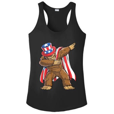 Dabbing Bigfoot 4th Of July Sasquatch American Flag Ladies PosiCharge Competitor Racerback Tank