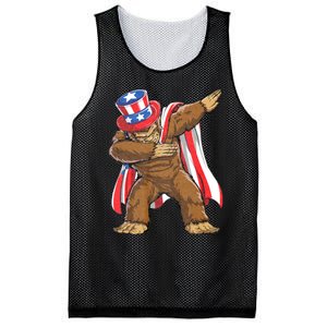 Dabbing Bigfoot 4th Of July Sasquatch American Flag Mesh Reversible Basketball Jersey Tank