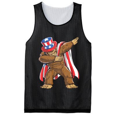 Dabbing Bigfoot 4th Of July Sasquatch American Flag Mesh Reversible Basketball Jersey Tank