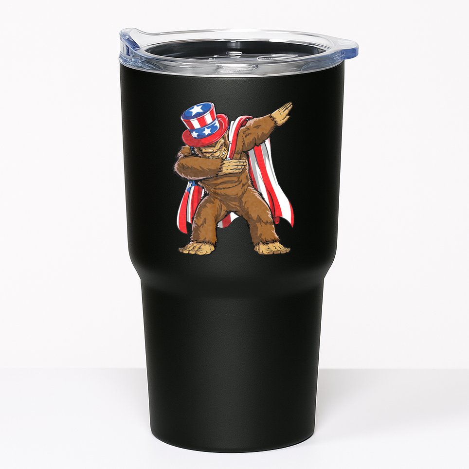 Dabbing Bigfoot 4th Of July Sasquatch American Flag Tumbler