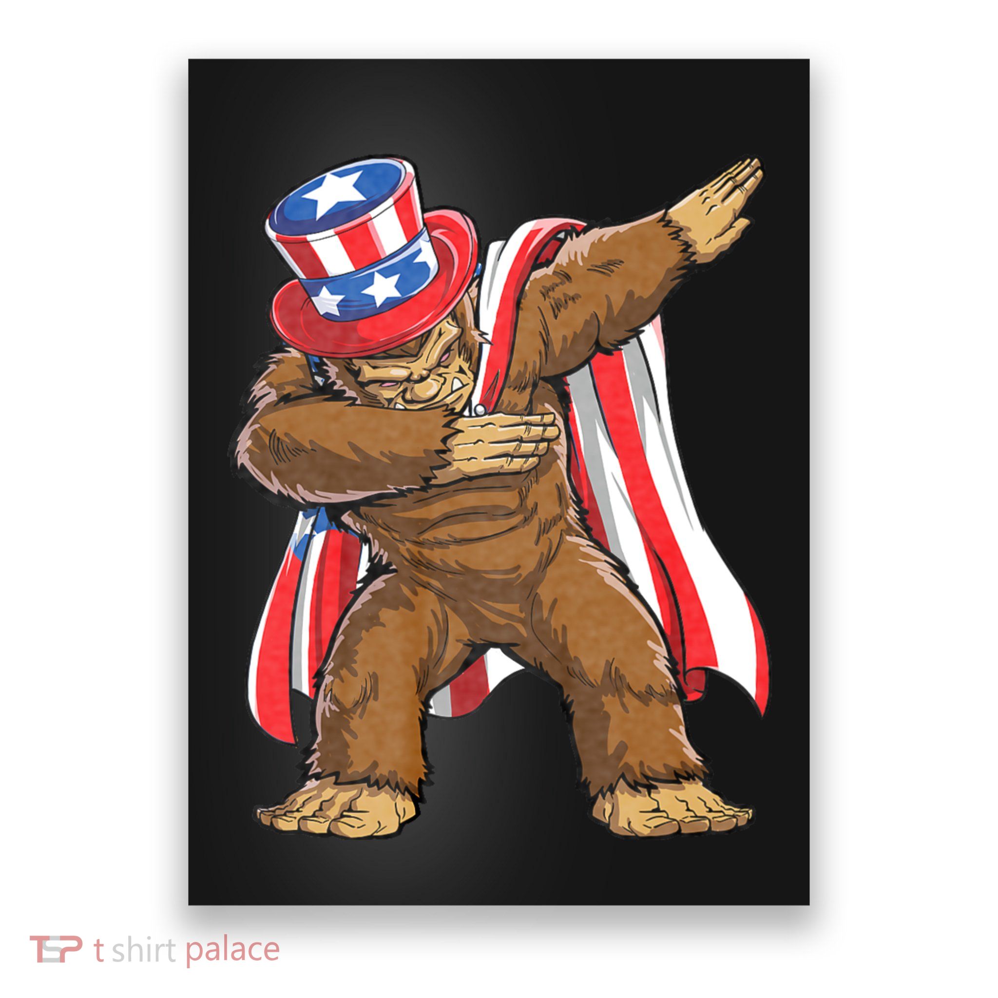 Dabbing Bigfoot 4th Of July Sasquatch American Flag Poster