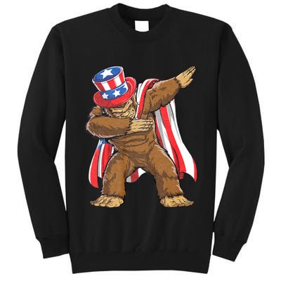 Dabbing Bigfoot 4th Of July Sasquatch American Flag Tall Sweatshirt