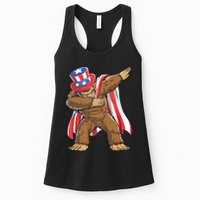 Dabbing Bigfoot 4th Of July Sasquatch American Flag Womens Tank Top