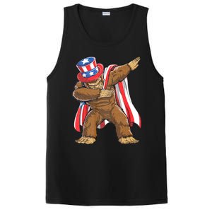 Dabbing Bigfoot 4th Of July Sasquatch American Flag PosiCharge Competitor Tank