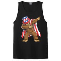 Dabbing Bigfoot 4th Of July Sasquatch American Flag PosiCharge Competitor Tank