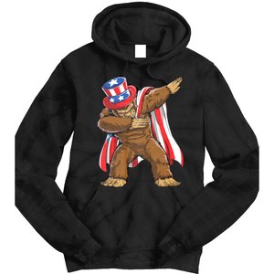 Dabbing Bigfoot 4th Of July Sasquatch American Flag Tie Dye Hoodie