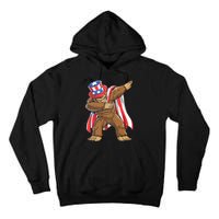 Dabbing Bigfoot 4th Of July Sasquatch American Flag Tall Hoodie