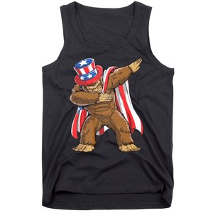 Dabbing Bigfoot 4th Of July Sasquatch American Flag Tank Top