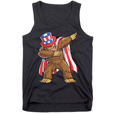 Dabbing Bigfoot 4th Of July Sasquatch American Flag Tank Top