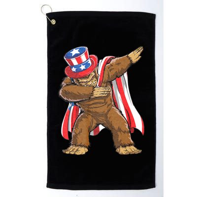 Dabbing Bigfoot 4th Of July Sasquatch American Flag Golf Towel