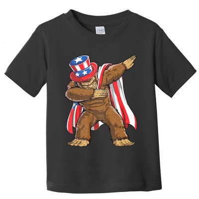 Dabbing Bigfoot 4th Of July Sasquatch American Flag Toddler T-Shirt