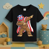 Dabbing Bigfoot 4th Of July Sasquatch American Flag Toddler T-Shirt