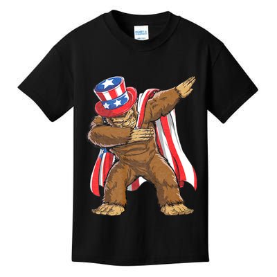 Dabbing Bigfoot 4th Of July Sasquatch American Flag Kids T-Shirt