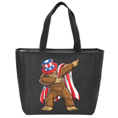 Dabbing Bigfoot 4th Of July Sasquatch American Flag Zip Tote Bag