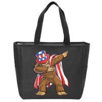 Dabbing Bigfoot 4th Of July Sasquatch American Flag Zip Tote Bag