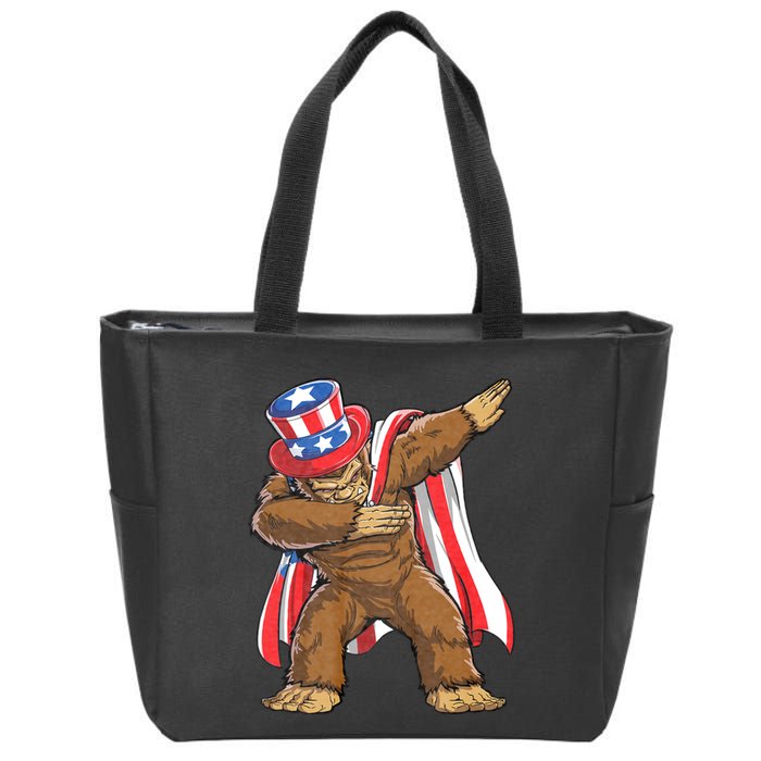 Dabbing Bigfoot 4th Of July Sasquatch American Flag Zip Tote Bag