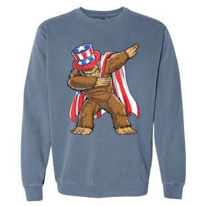 Dabbing Bigfoot 4th Of July Sasquatch American Flag Garment-Dyed Sweatshirt