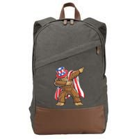 Dabbing Bigfoot 4th Of July Sasquatch American Flag Cotton Canvas Backpack