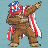 Dabbing Bigfoot 4th Of July Sasquatch American Flag Sueded Cloud Jersey T-Shirt