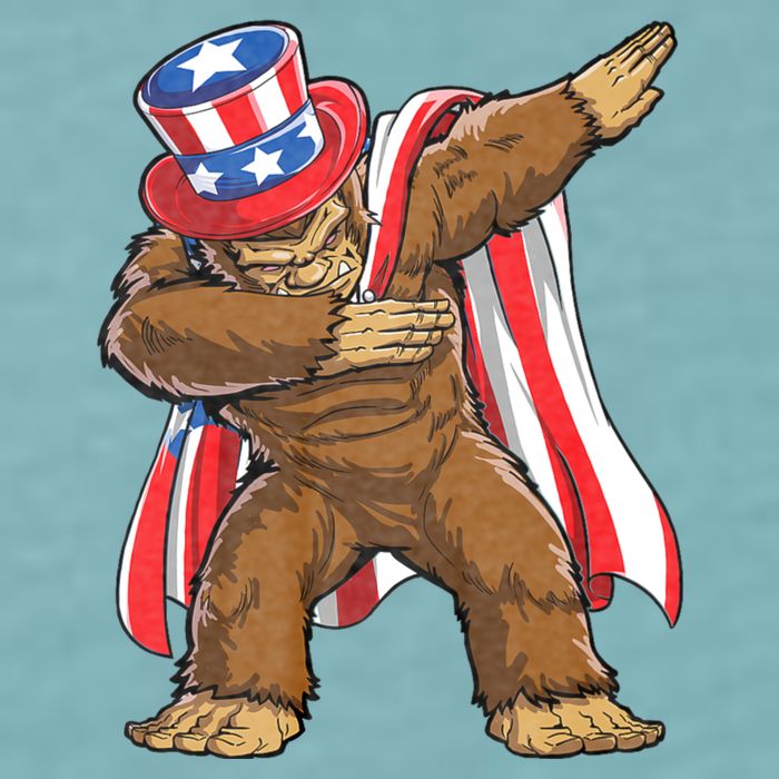 Dabbing Bigfoot 4th Of July Sasquatch American Flag Sueded Cloud Jersey T-Shirt