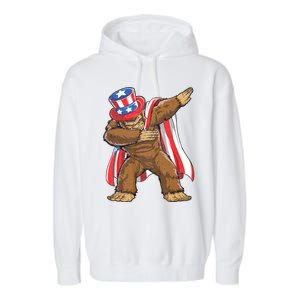 Dabbing Bigfoot 4th Of July Sasquatch American Flag Garment-Dyed Fleece Hoodie