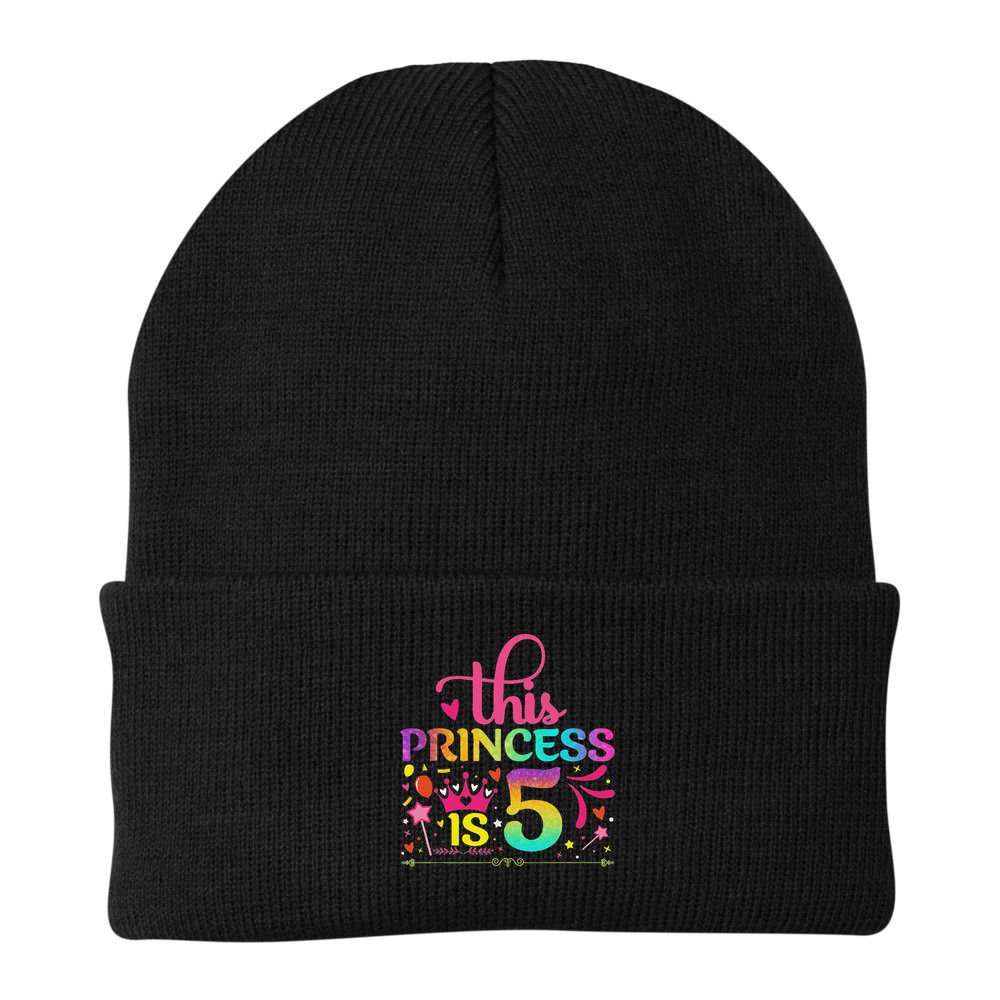 Daughter Birthday 5 Years Old Princess Girl 5th B Day Funny Beanie