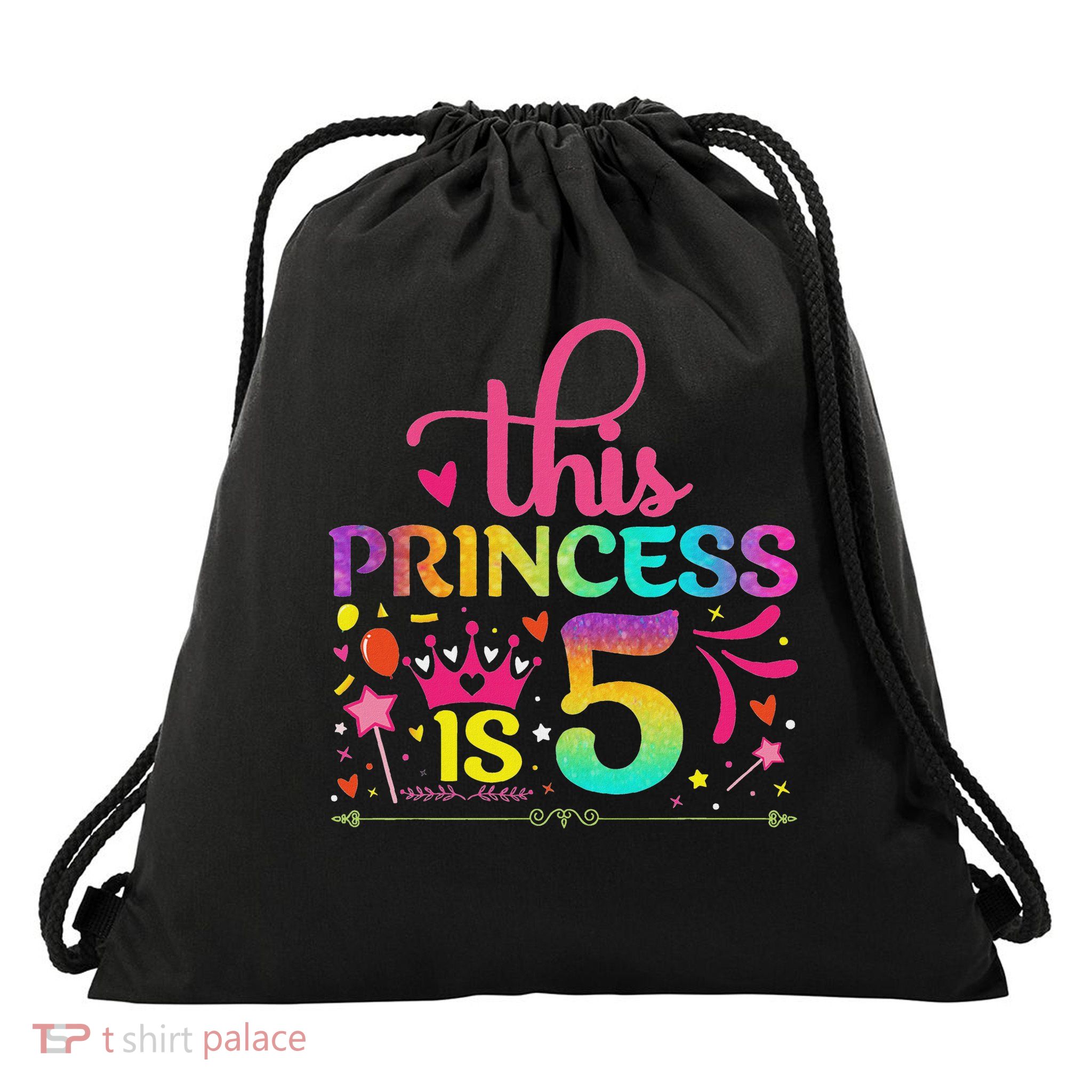 Daughter Birthday 5 Years Old Princess Girl 5th B Day Funny Drawstring Bag