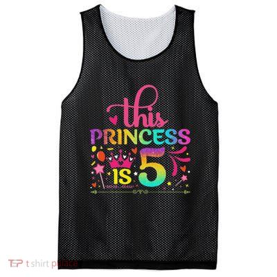 Daughter Birthday 5 Years Old Princess Girl 5th B Day Funny Mesh Reversible Basketball Jersey Tank
