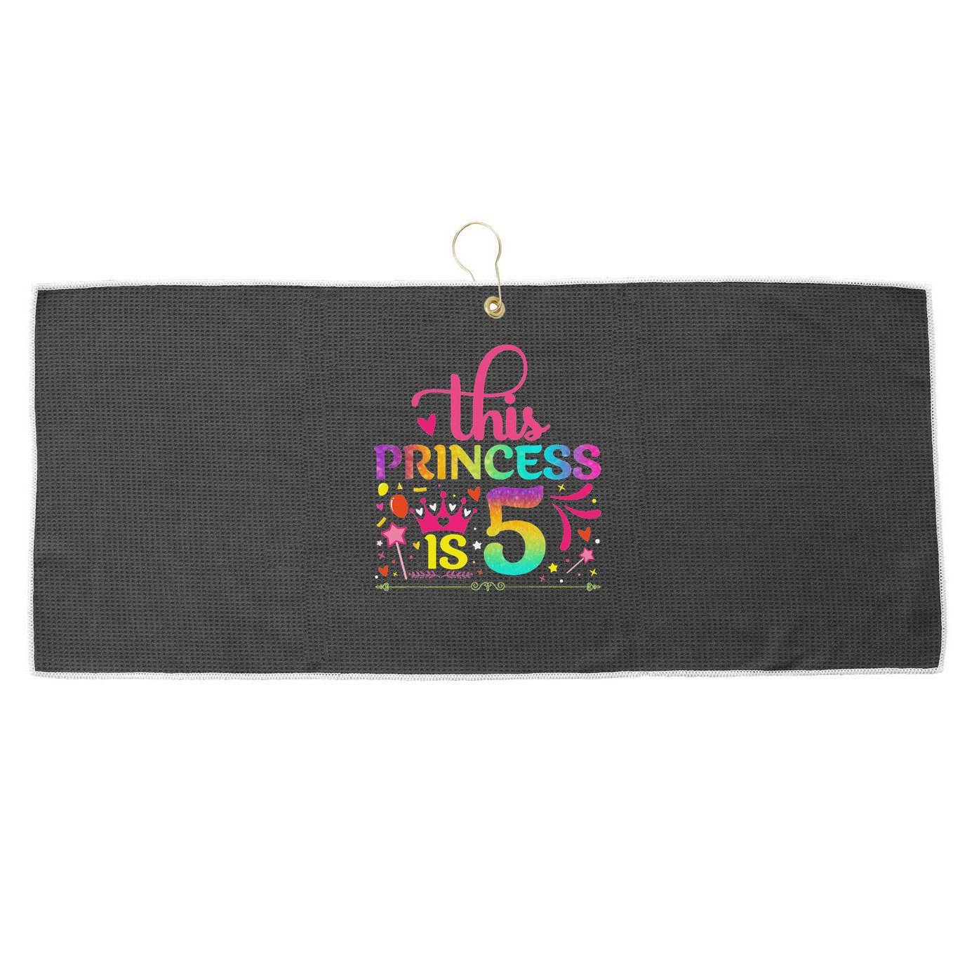 Daughter Birthday 5 Years Old Princess Girl 5th B Day Funny Large Microfiber Waffle Golf Towel