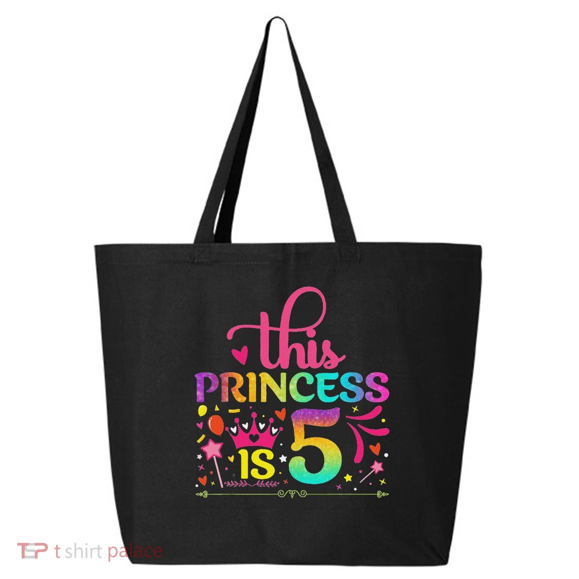 Daughter Birthday 5 Years Old Princess Girl 5th B Day Funny 25L Jumbo Tote