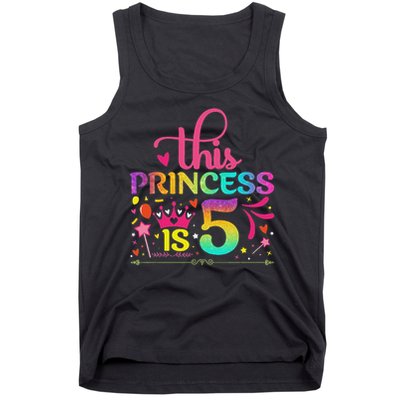 Daughter Birthday 5 Years Old Princess Girl 5th B Day Funny Tank Top