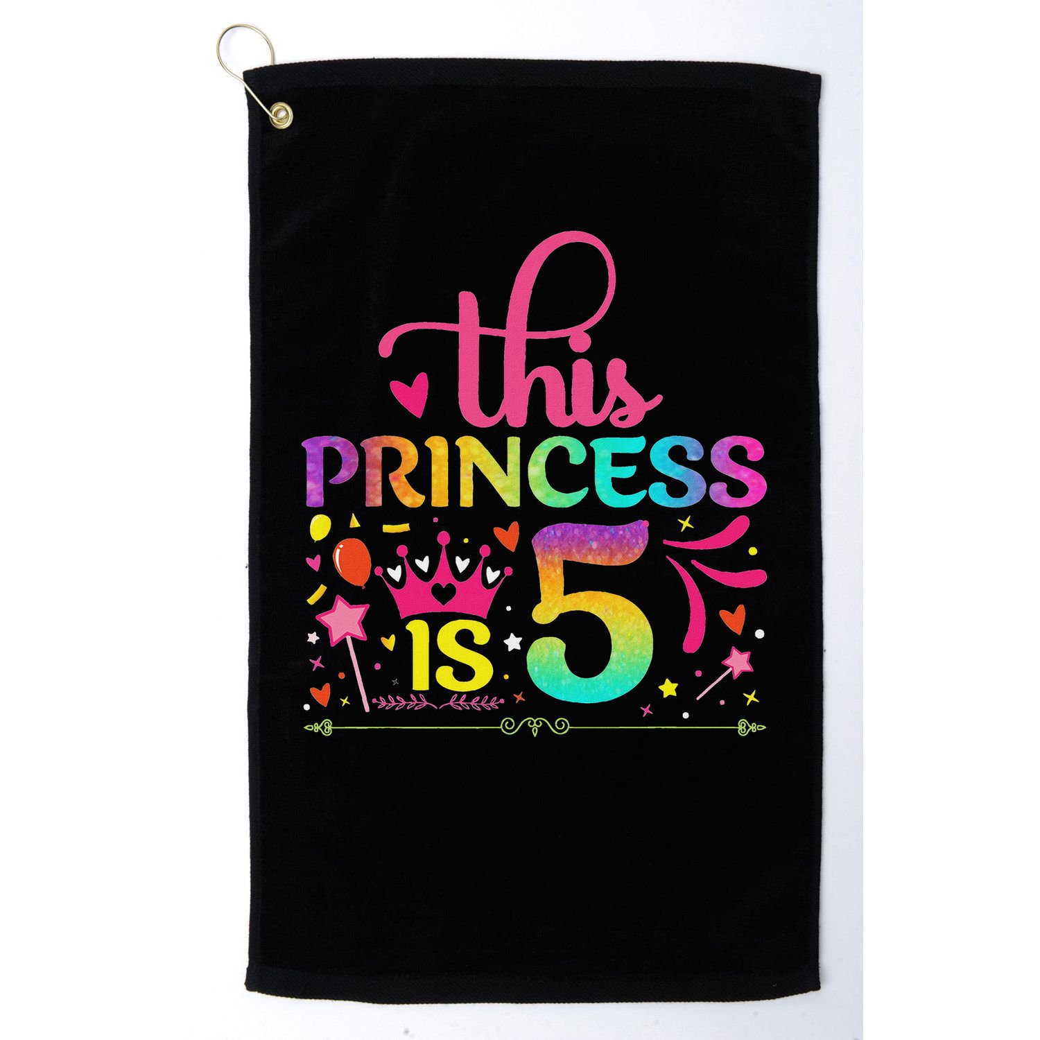 Daughter Birthday 5 Years Old Princess Girl 5th B Day Funny Golf Towel