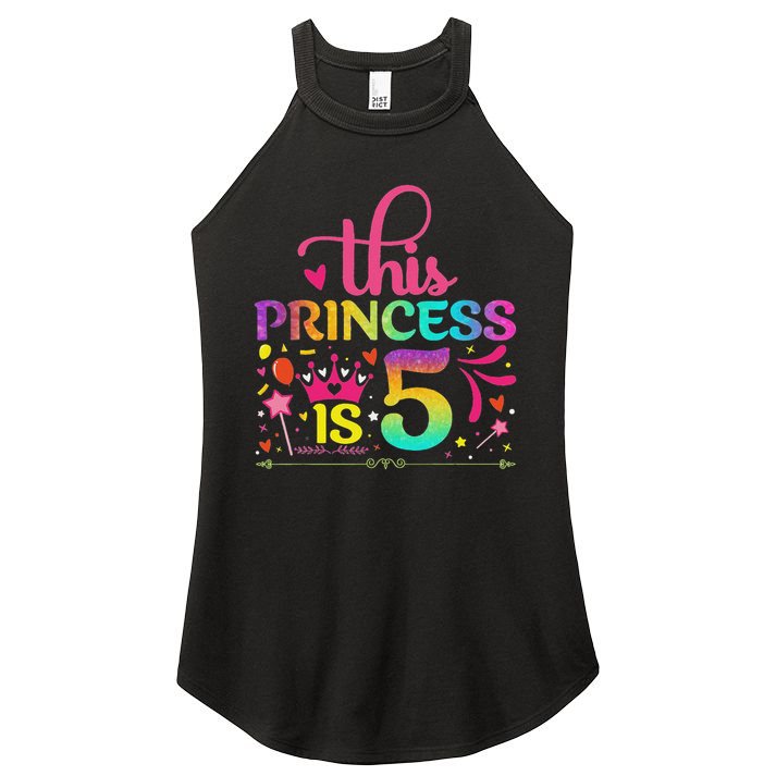Daughter Birthday 5 Years Old Princess Girl 5th B Day Funny Women's Perfect Tri Rocker Tank
