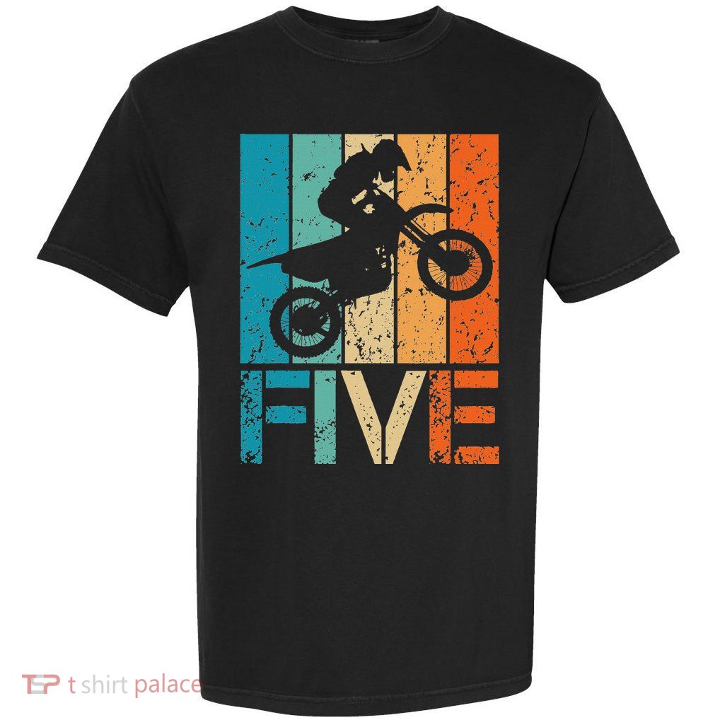 Dirt Bike 5th Motocross Birthday 5 Year Old 5yr Garment-Dyed Heavyweight T-Shirt