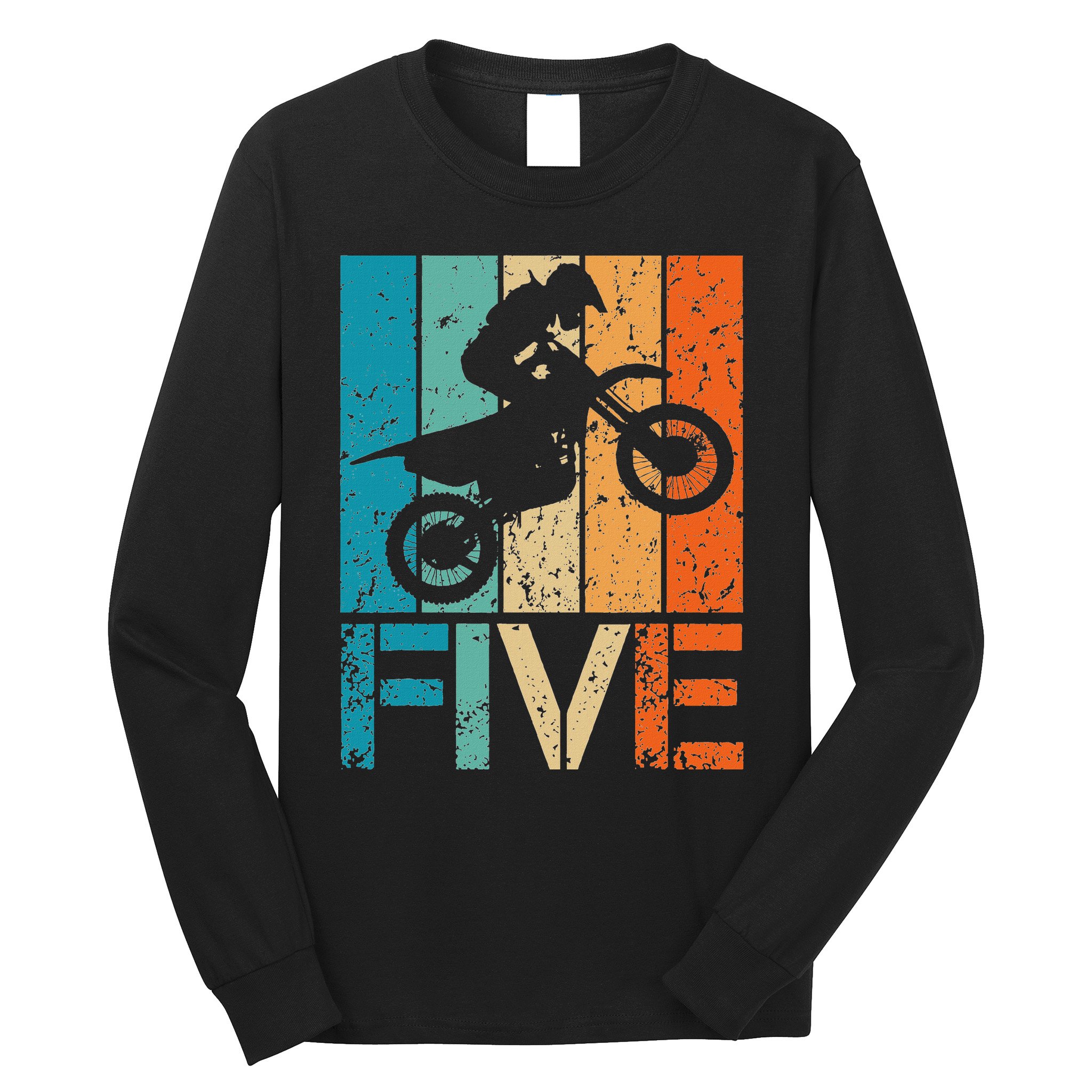 Dirt Bike 5th Motocross Birthday 5 Year Old 5yr Long Sleeve Shirt